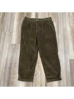 Vintage Claiborne Men's Brown Pleated Corduroy Pants Size 38x30